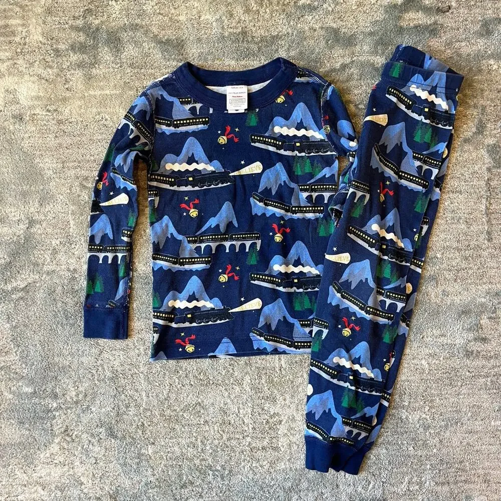 Hanna Andersson Polar Express Holiday Long John Pajamas 100 cm 4T